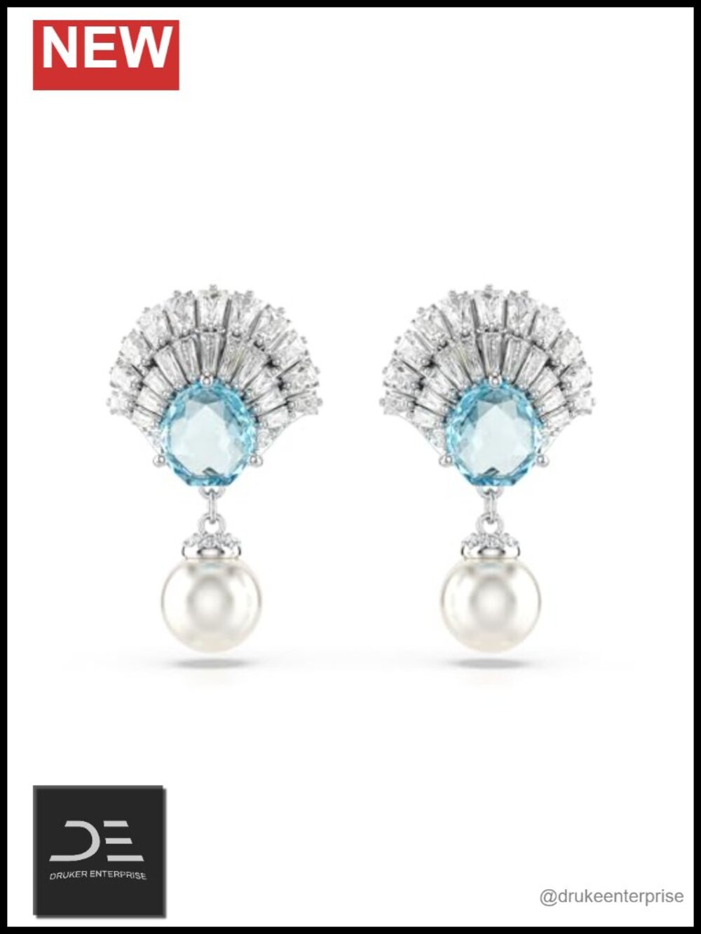 Swarovski Crystal Drop Earrings Shell Pearl